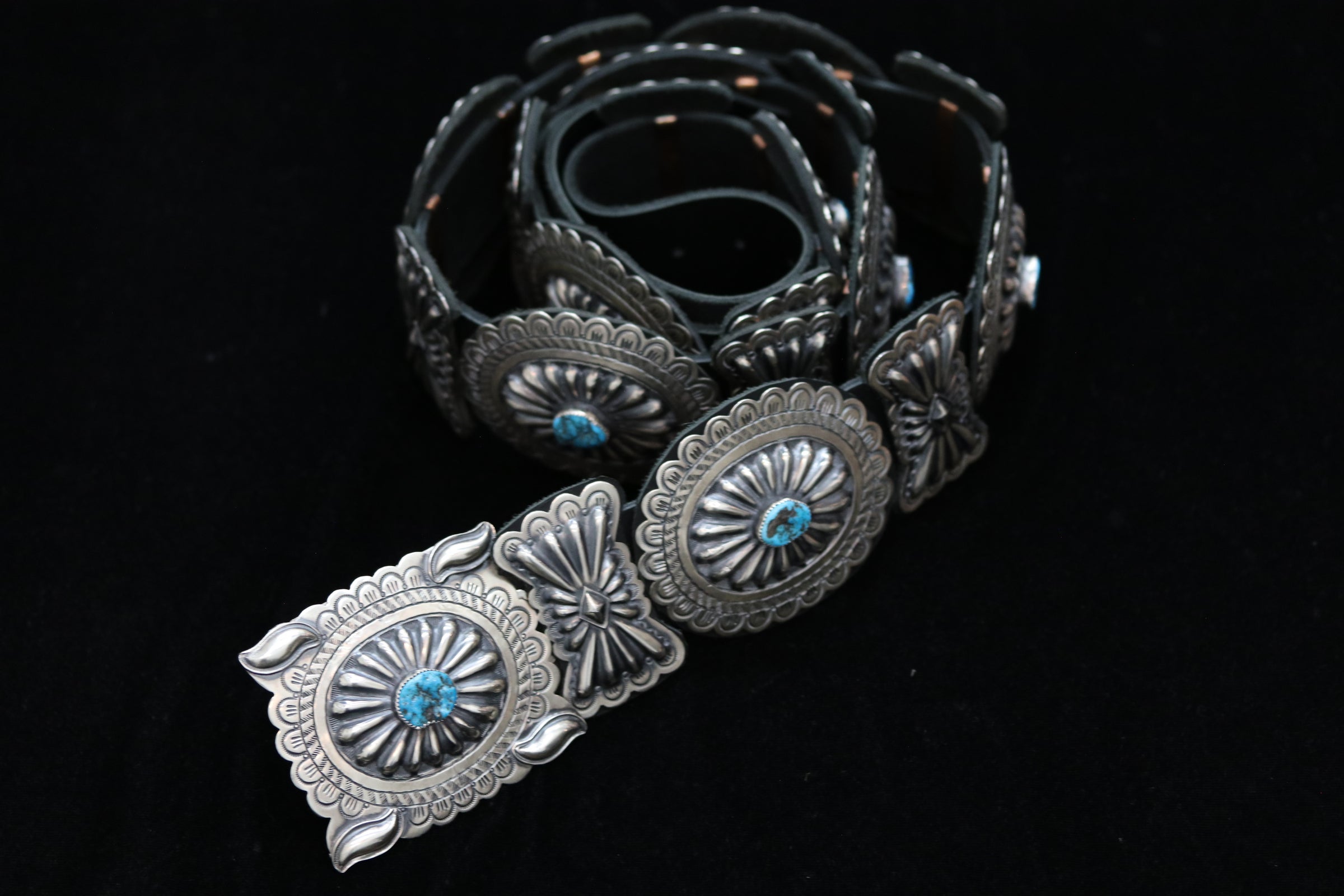 Concho belt | gold, black, blue, white | beaded Sundance Navajo Sterling Silver Concho Belt main image 3